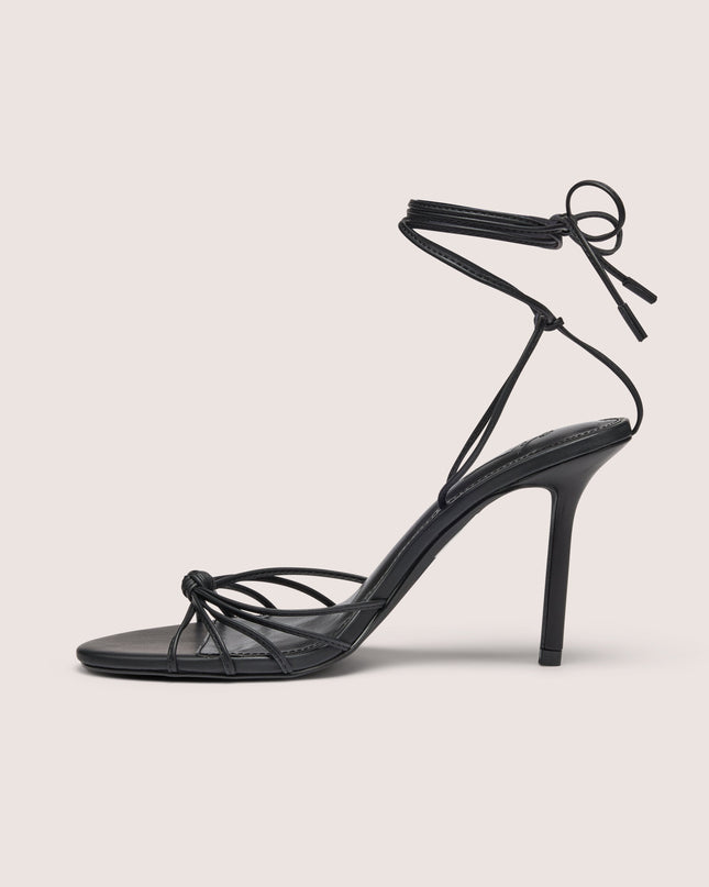 Black Lace-Up Heeled Sandal