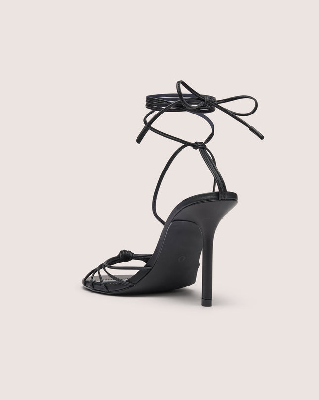 Black Lace-Up Heeled Sandal