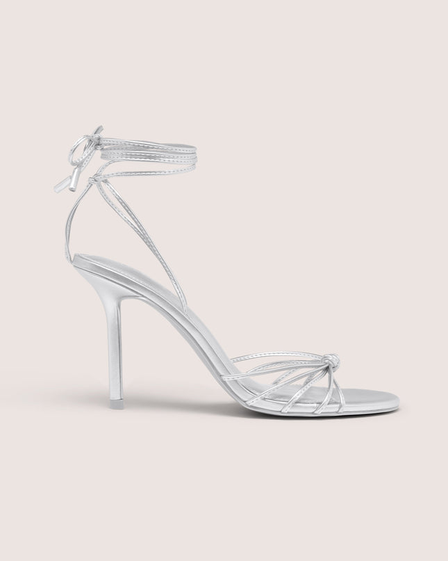 Silver Lace-Up Heeled Sandal