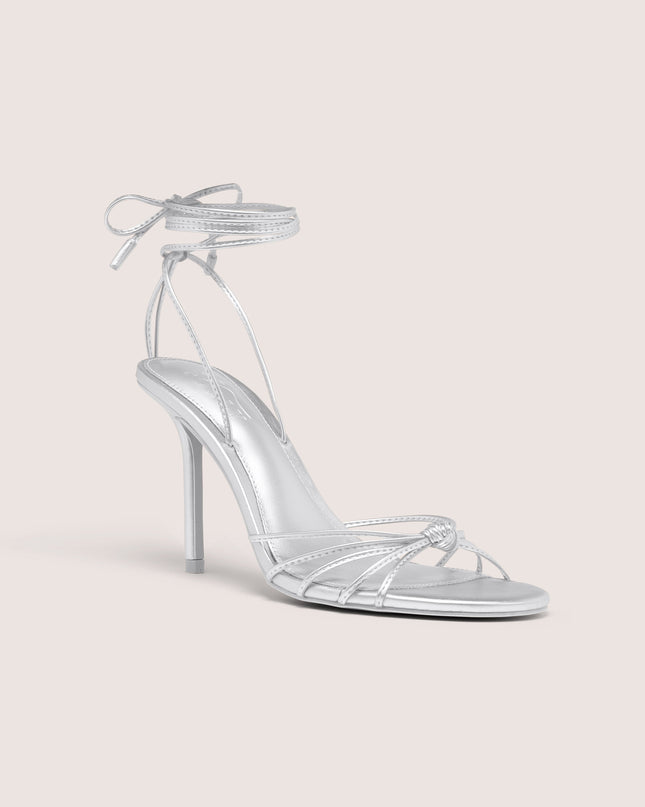 Silver Lace-Up Heeled Sandal