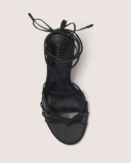 Black Lace-Up Heeled Sandal