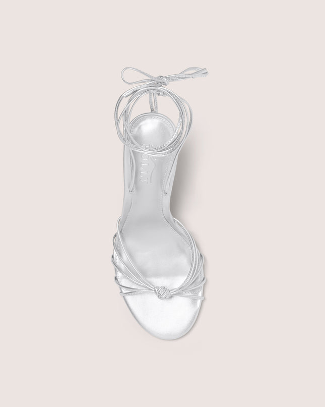 Silver Lace-Up Heeled Sandal