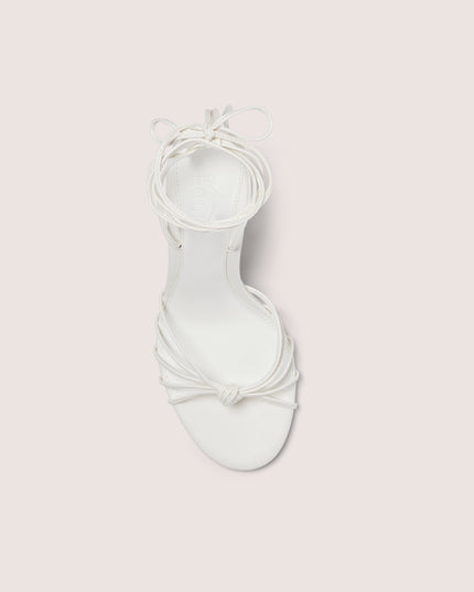 White Lace-Up Heeled Sandal