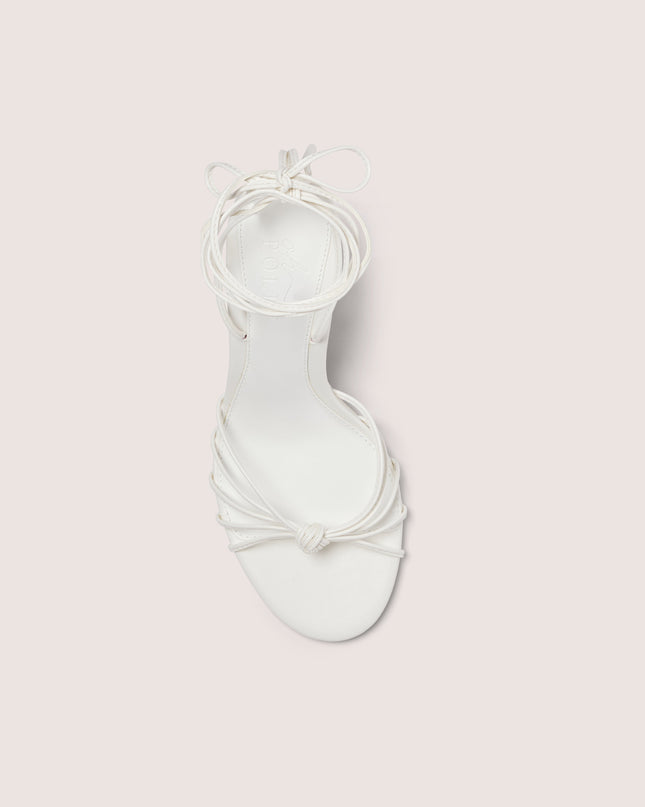 White Lace-Up Heeled Sandal