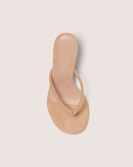 Soft Tan Heeled Thong Sandals