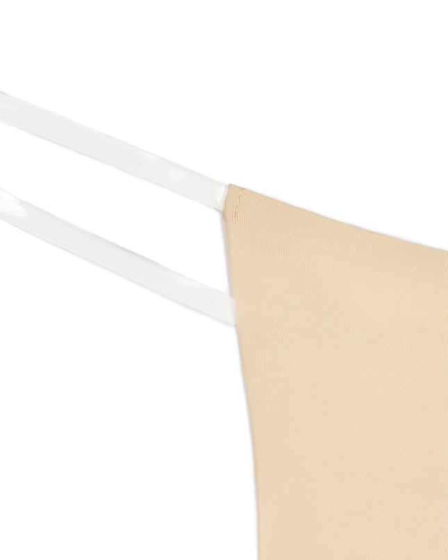 Warm Peach Seamless Knit Clear Strap Thong