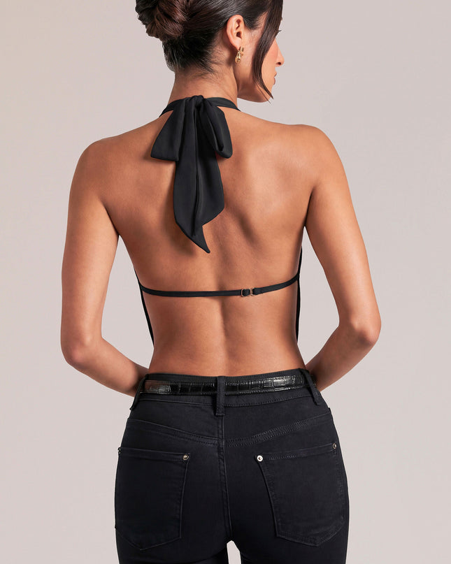 Black Draped Cowl Top