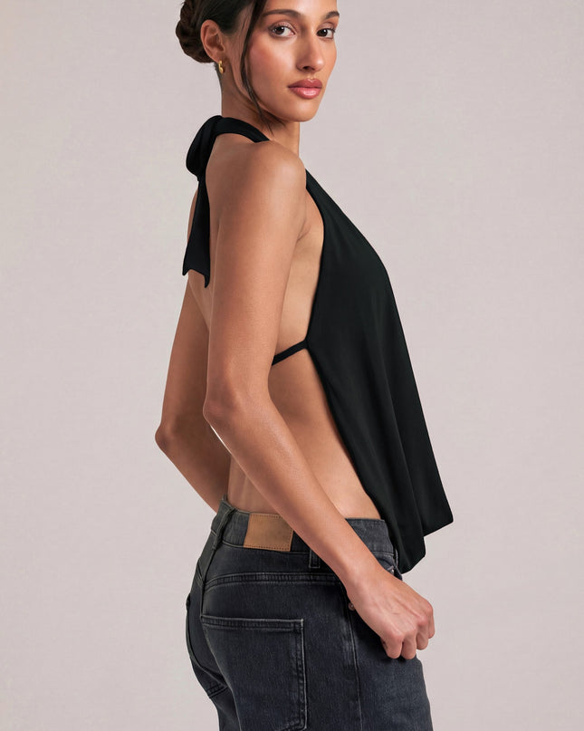 Black Draped Cowl Top