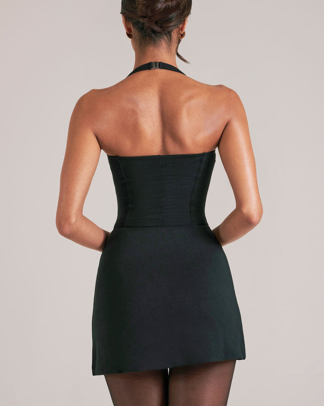 Black Longline Halterneck Top