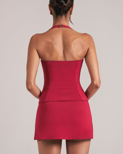 Cherry Red Longline Halterneck Top