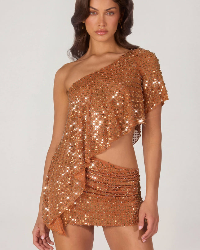 Bronze Embellished Micro Mini Skirt