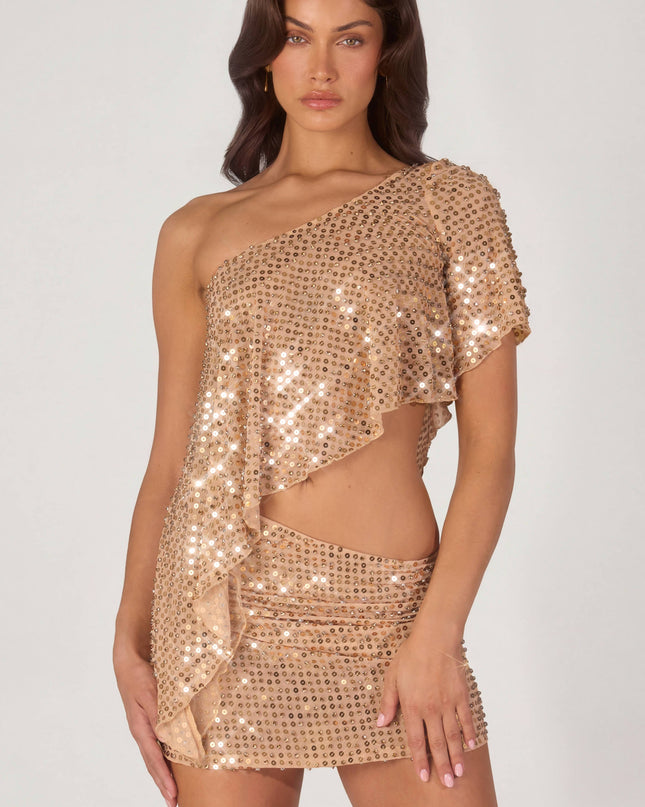 Gold Embellished Micro Mini Skirt