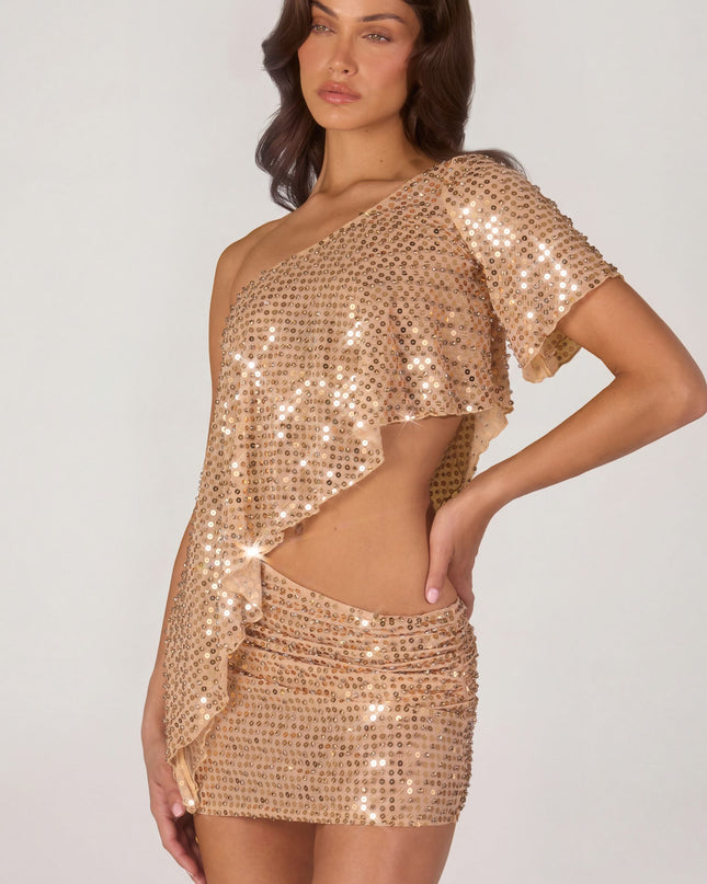 Gold Embellished Micro Mini Skirt
