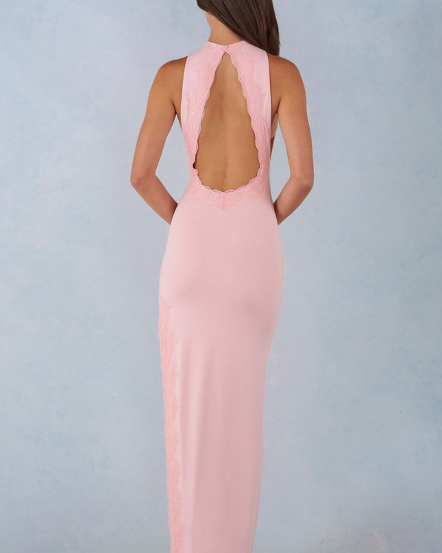 Blush Pink Modal Halterneck Maxi Dress