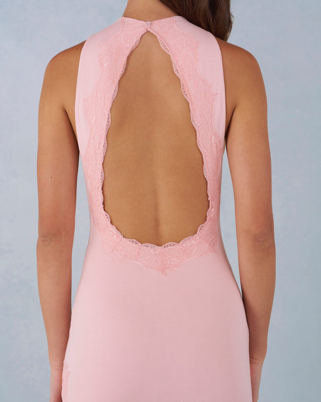 Blush Pink Modal Halterneck Maxi Dress
