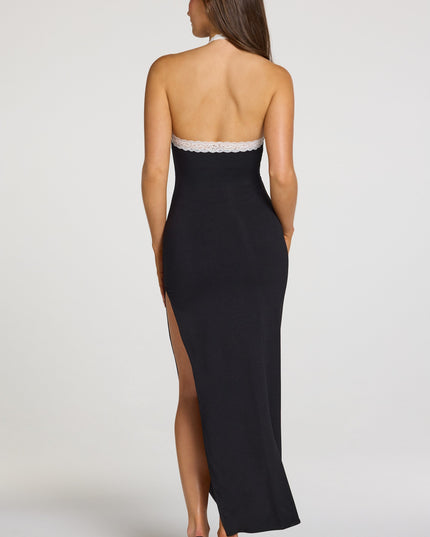 Black Modal Lace-Trim Maxi Dress