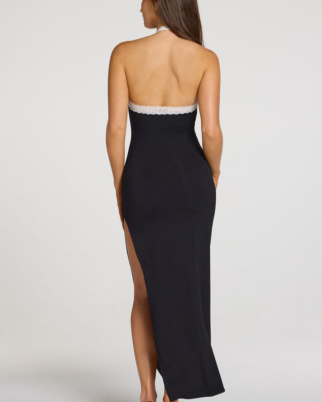 Black Modal Lace-Trim Maxi Dress