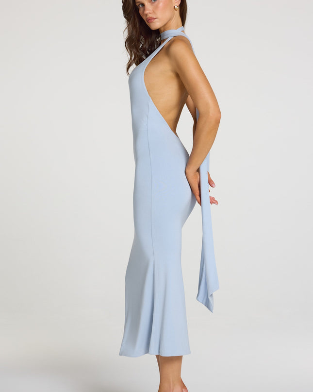 Light Blue Modal Halterneck Midaxi Dress