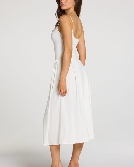 White Modal Lace-Trim Midaxi Dress