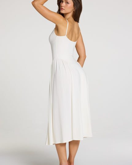 White Modal Lace-Trim Midaxi Dress