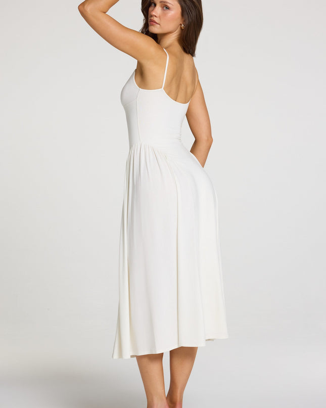 White Modal Lace-Trim Midaxi Dress