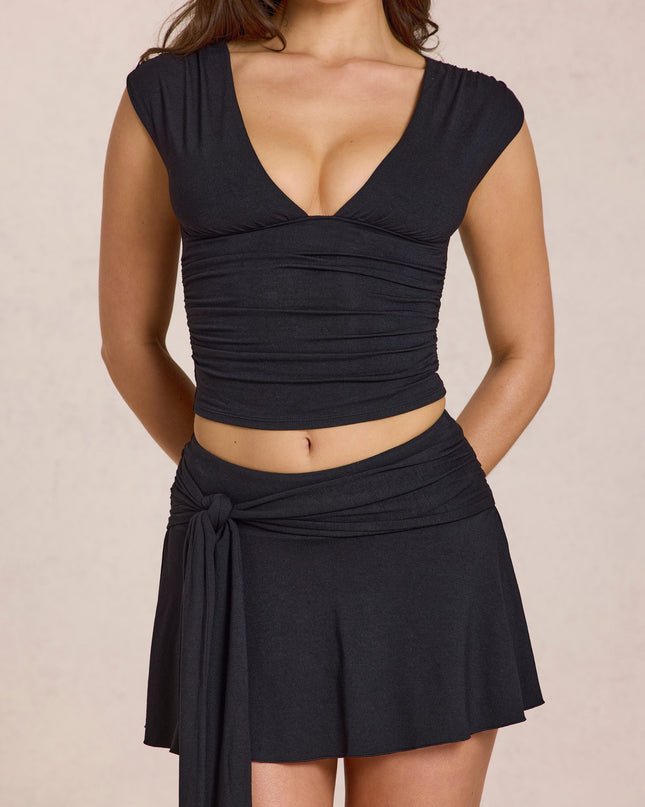 Black Modal Plunge Top