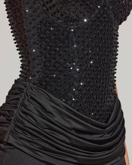 Black Embellished Corset Maxi Dress