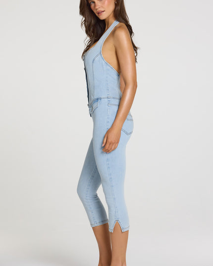 Light Denim Denim Capri Jumpsuit