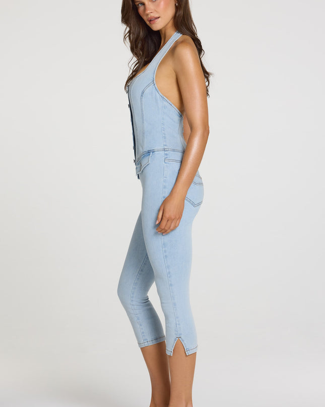 Light Denim Denim Capri Jumpsuit