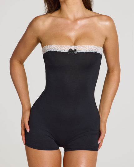 Black Modal Lace-Trim Playsuit