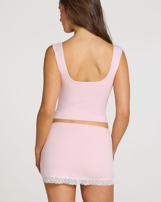 Baby Pink Modal Lace-Trim Top