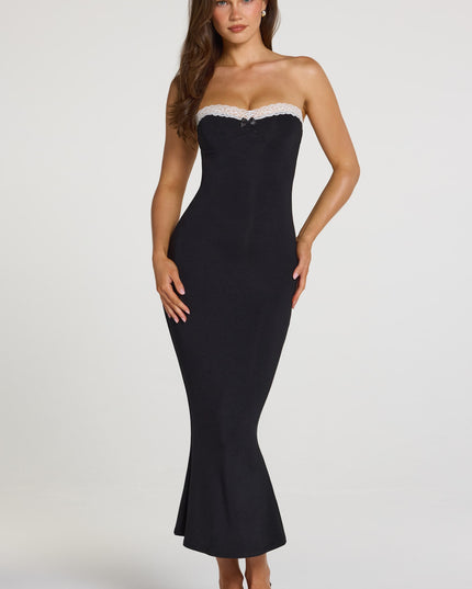 Black Modal Lace-Trim Midaxi Dress