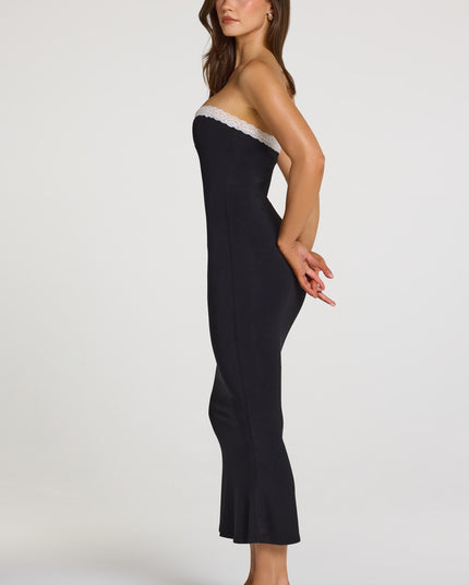 Black Modal Lace-Trim Midaxi Dress