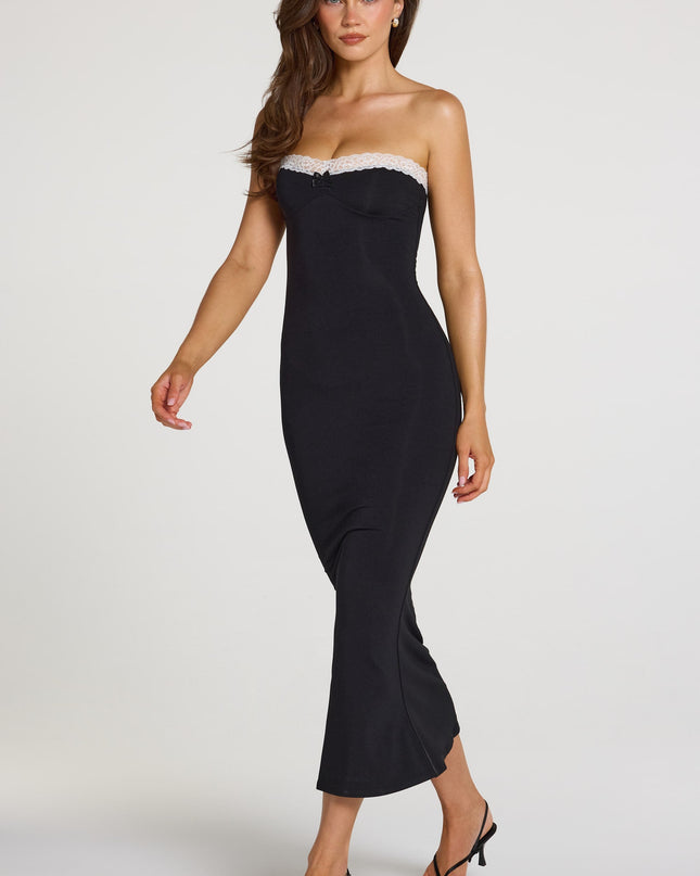 Black Modal Lace-Trim Midaxi Dress