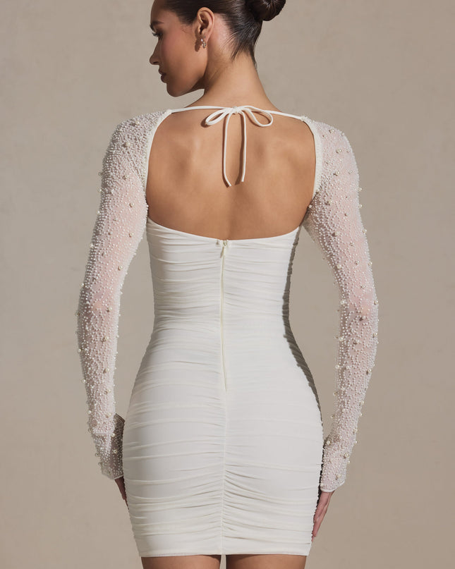 Snow Embellished Long-Sleeve Mini Dress