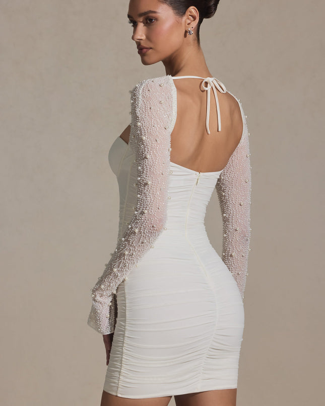 Snow Embellished Long-Sleeve Mini Dress