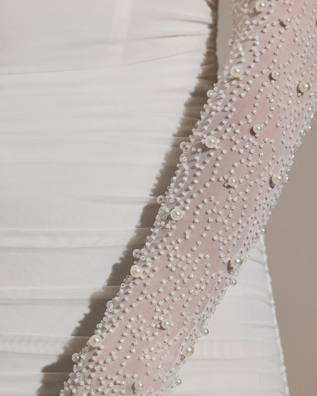 Snow Embellished Long-Sleeve Mini Dress