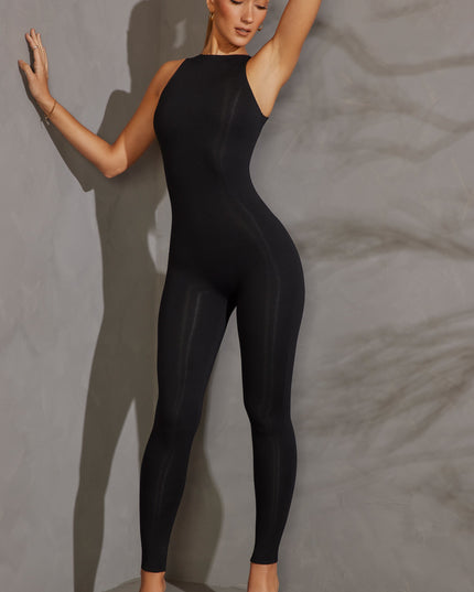 Black Racer Neck Jumpsuit