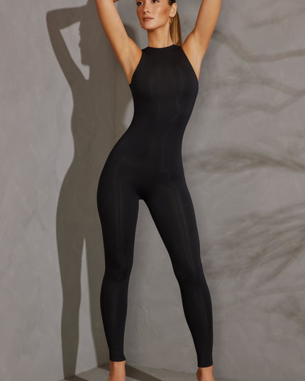 Black Racer Neck Jumpsuit