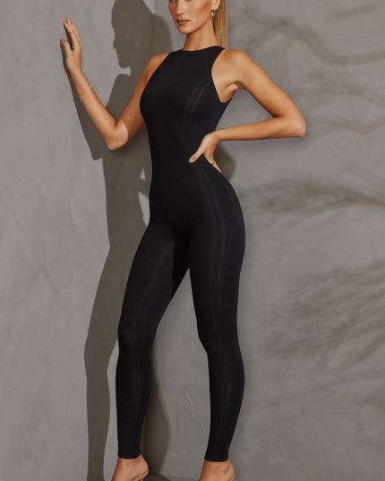 Black Racer Neck Jumpsuit