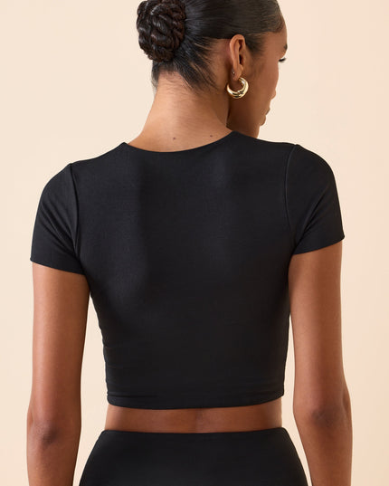 Black Cap Sleeve Crop Top