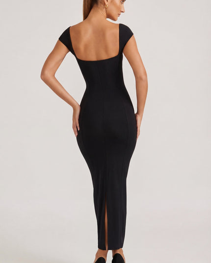 Black Sweetheart Neckline Maxi Dress