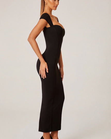 Black Sweetheart Neckline Maxi Dress