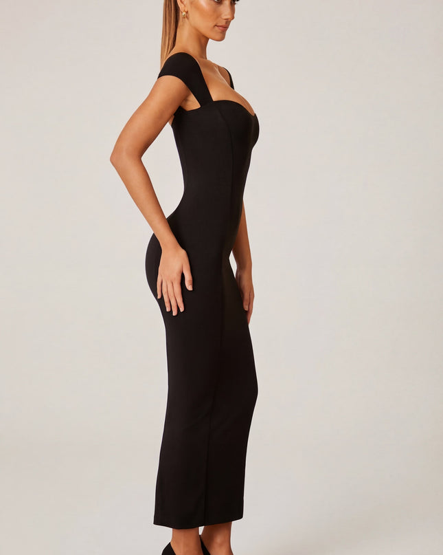 Black Sweetheart Neckline Maxi Dress