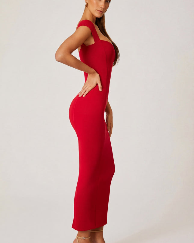 Red Sweetheart Neckline Maxi Dress
