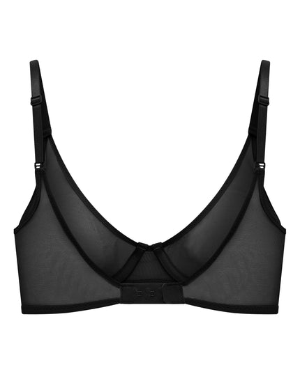 Black Soft Mesh Single Layer Underwired Bra