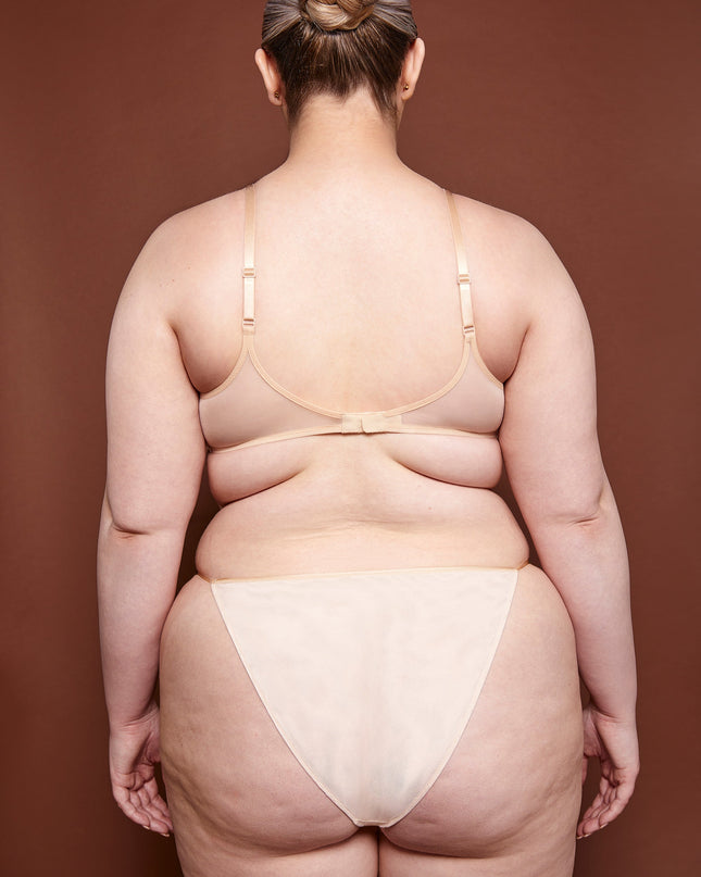 Beige Soft Mesh String Bikini