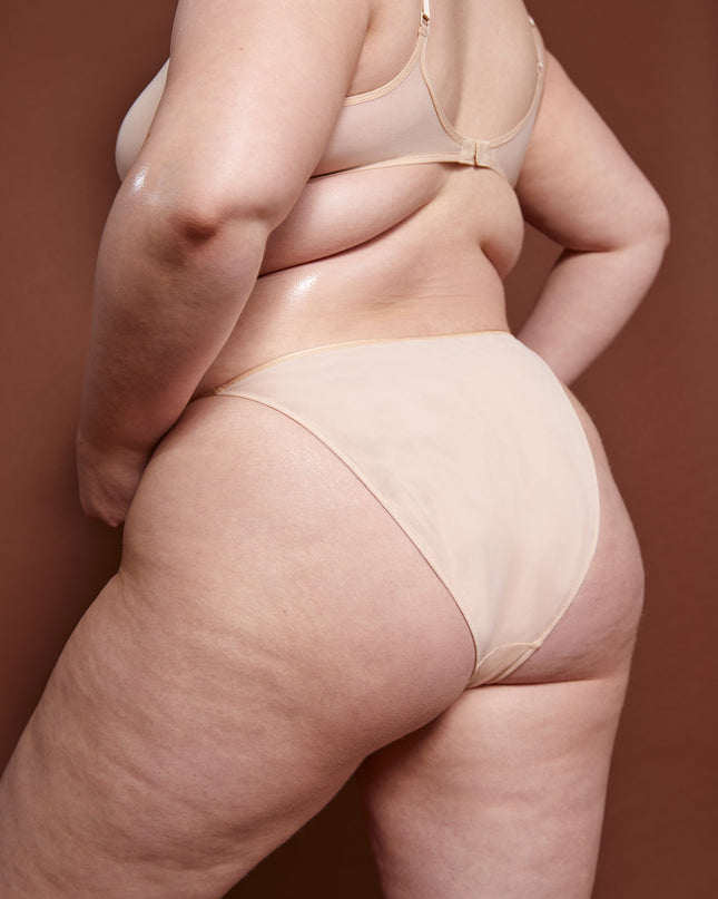 Beige Soft Mesh String Bikini