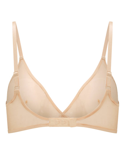 Beige Soft Mesh Single Layer Triangle Bra