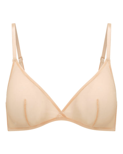 Beige Soft Mesh Single Layer Triangle Bra